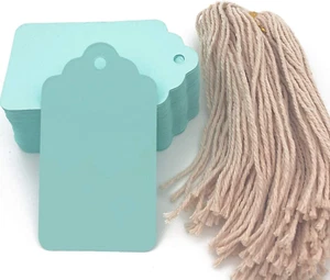 Gift Wrap Tags,100Pcs Blue Hang Tags, Price Tags,Blank Marking Tags with String - Picture 1 of 12