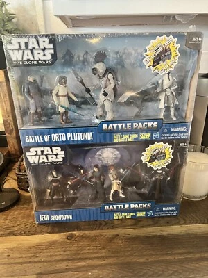 Star Wars The Clone Wars BATTLE PACKS JEDI SHOWDOWN & Battle Of Orto Plutonia - Image 1 of 2