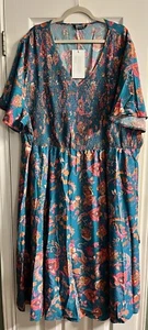NWT Fabulous Bloomchic Teal Print Maxi Dress Size 30 - Picture 1 of 6