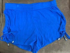 WOMENS SWIM SHORT COVERUP SIZE LG ROYAL BLUE FLOWY CREPE SUPER CUTE!! - Picture 1 of 2