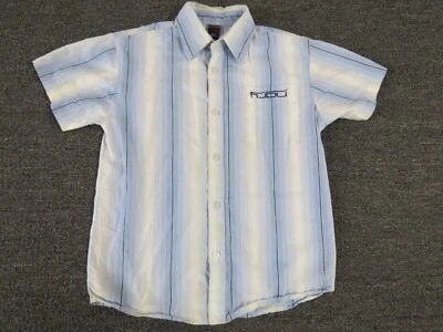 Camisa FUBU Niños Mediana 8/10 Abotonada Manga Corta Azul Blanco Algodón a Cuadros Foto 1 de 4