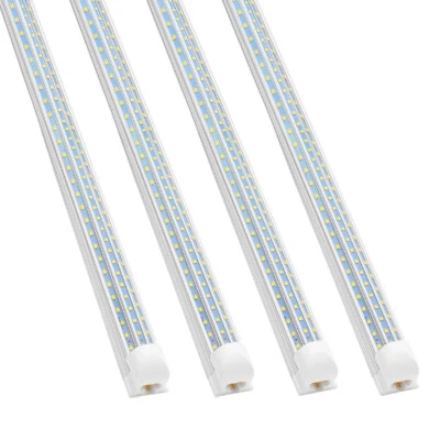4 Pack T8 60W LED Tube Light Fixtures Garage Ceiling Shop Lights 6500K D Shaped - Image 1 of 4