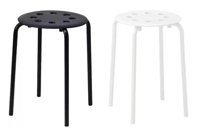 Stackable Round Plastic Stool Metal legs Backless Kitchen Counter Top Dining Bar - Image 1 of 2