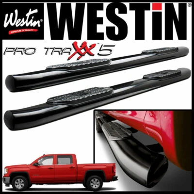 Barras escalonadas Westin Pro Traxx 5" ovaladas Nerf 2007-2014 GMC Sierra doble cabina Foto 1 de 4