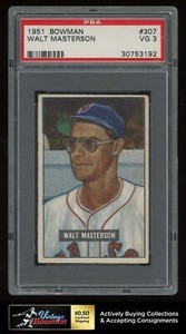 1951 Bowman #307 Walt Masterson  ~ PSA 3 VG