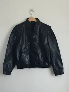 Koreanische schwarze Leder Biker Motorradjacke 3/4 Reißverschluss Damen Größe 15/16 - Bild 1 von 9