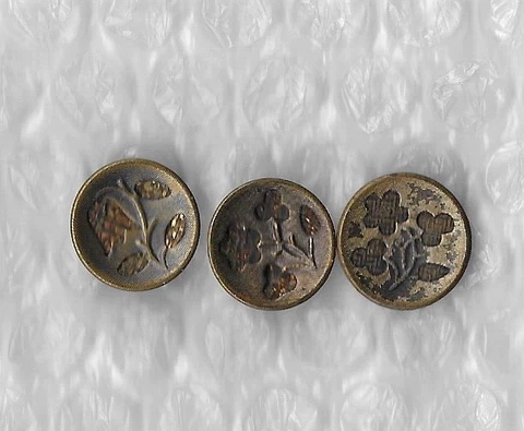 3 Antique Victorian Perfume Buttons - smalls 5/8ths Cover
