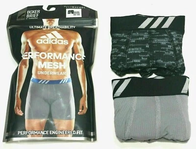 Adidas Men's Boxer Briefs 2 Pack L 36-38 Black Grey Stretch Athletic Climacool - Image 1 of 4