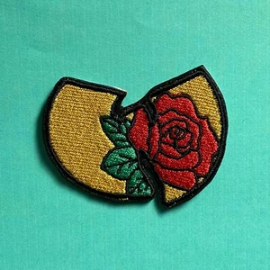 Iron on Patch - Wu Rose Embroidered Shaolin Retro Vintage Hip Hop Rap - Picture 1 of 7