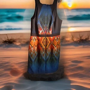 😇 Muse Dress womens Size 12 Black And Colurful sleeveless Zip Up Knee Length - Picture 1 of 10