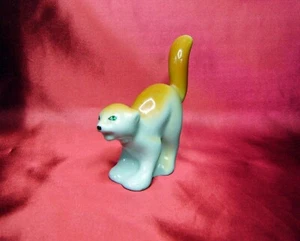 Figura de porcelana silbando gato enojado 1 grado Polonne ZHK Ucrania URSS  - Imagen 1 de 6