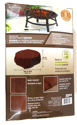 38-in Brown Round Firepit Cover heavy-weight fabric Water-resistant UV protected - Image 1 of 4