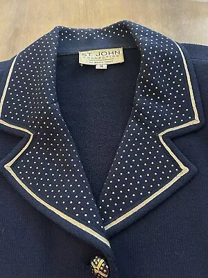 STUNNING  St John Collection knit Navy jacket gold embellished - Image 1 of 4