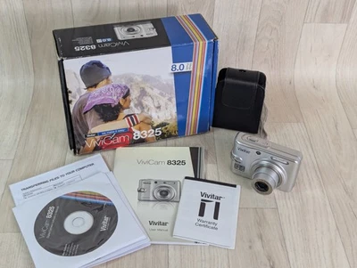 Vivitar Vivicam 8325 8.0MP 3x Super Zoom Silver Compact Digital Camera Boxed Vgc - Image 1 of 4