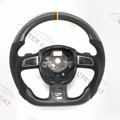 Custom Carbon Fiber Steering Wheel for Audi A4 A5 S4 S5 S6 S8 B7 B8 2008-2010 - Image 1 of 4