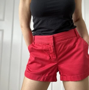 J Crew Red Cotton Broken In Chino Style Shorts Size Uk 14  - Picture 1 of 8