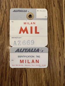 Vintage ALITALIA - Gepäckanhänger / Gepäckaufkleber - Mailand - Bild 1 von 2