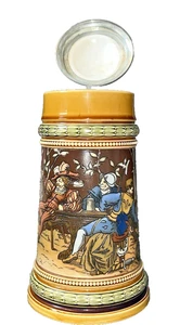 Antique Mettlach Stein #1527 OLD GERMAN DRINKING GROUP MINTY-FREE SHIP! PRISTINE - Picture 1 of 14