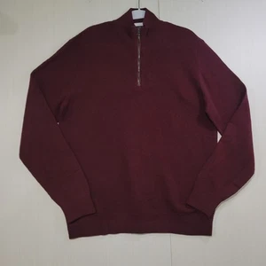 Maglione mezza zip Ralph Lauren etichetta viola cashmere scamosciato orlo L bordeaux $1495 - Foto 1 di 8