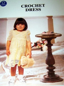 Girls Filet Crochet Dress using Coats Lotus Cotton No.8 - Picture 1 of 1