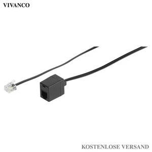 VIVANCO Hochwertiges LAN Verlängerungskabel RJ11 4P4C Stecker Buchse 6m Schwarz - Afbeelding 1 van 7