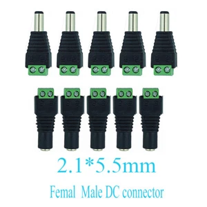 Female Male DC connector 2.1X5.5mm Power Jack Adapter Plug Cable Connector - Picture 1 of 12