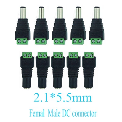 Female Male DC connector 2.1X5.5mm Power Jack Adapter Plug Cable Connector - Image 1 of 4