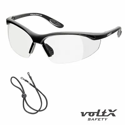  VoltX CONSTRUCTOR READERS Full Lens Magnified Reading Safety Glasses + Cord • 19.99£
