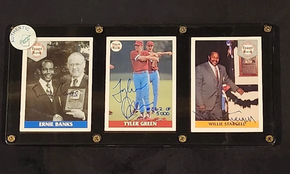 Série de autógrafos autênticos FRONT ROW. Hall da Fama Ernie Banks Willie Stargell - Imagem 1 de 4
