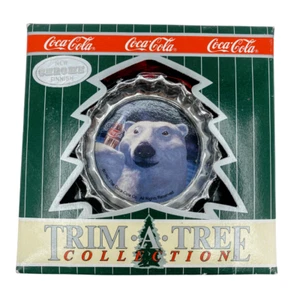 Vintage Coca-Cola Christmas Ornament Bottle Cap with Polar Bear 1997 NEW IN BOX - Picture 1 of 4