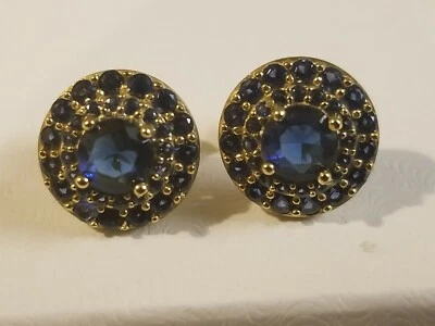 Sterling Silver Lab Created Sapphire Earrings - Image 1 of 3