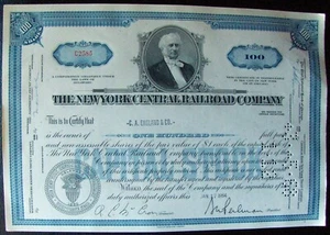 Stock certificate New York Central Railroad Comp. Vanderbilt Payee England & Co. - Picture 1 of 2