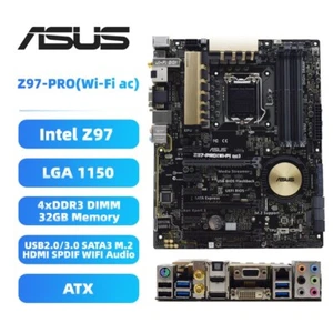 Placa madre ASUS LGA1150 Z97-PRO (Wi-Fi ac) Intel Z97 DDR3 para 4º núcleo i7/i5/i3 - Imagen 1 de 9