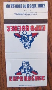 FERIA: 1982 EXPO QUEBEC (CIUDAD DE QUEBEC) (PAYASO) MATCHBOOK MATCHCOVER -K2 - Imagen 1 de 1