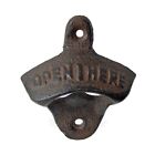 Rustic Open Here Beer Soda Bottle Opener Cast Iron Wall Mounted Antique Style