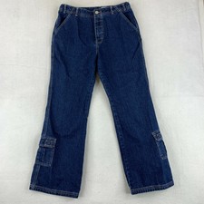 Arizona Jean Co Women's Plus 16.5 Blue Cargo Pocket High Rise Dark Wash Cotton
