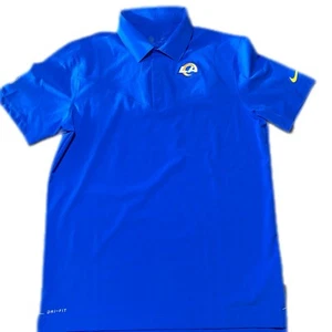 Nike Mens Blue Dri Fit On Field Apparel Los Angeles Rams Polo T Shirt Size M - Picture 1 of 8