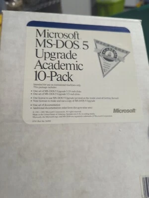 VINTAGE 10 Pack Academic MICROSOFT MS-DOS 5 UPGRADE 5.25" FLOPPY New - Image 1 of 4