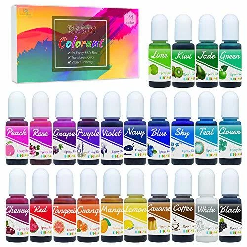 Epoxy UV Resin Pigment - 24 Colour Liquid 24 Colours X 10ml