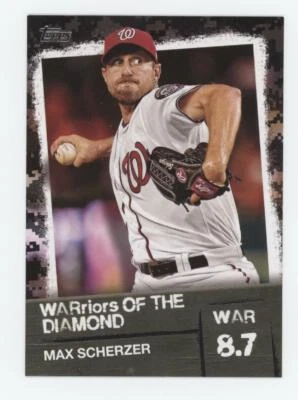 Max Scherzer 2020 Topps Series 2 WARRIORS OF THE DIAMOND BLACK PARALLEL /299 - Image 1 of 2