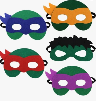 AEVBSOY 5 Pcs Turtles Masks Party Favors Felt and Elastic Superhero Masks 5 Pack - Image 1 of 4