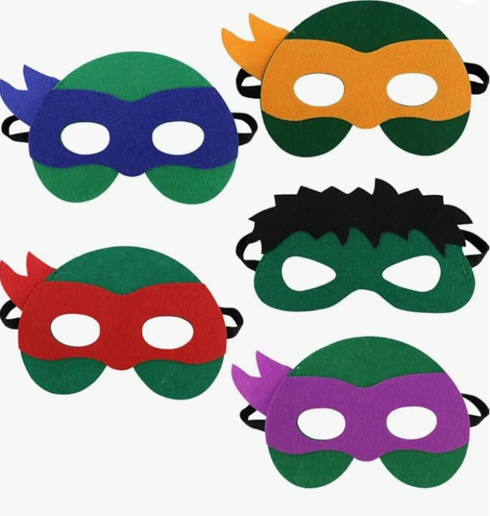 AEVBSOY 5 Pcs Turtles Masks Party Favors Felt and Elastic Superhero Masks 5 Pack - Image 1 of 4