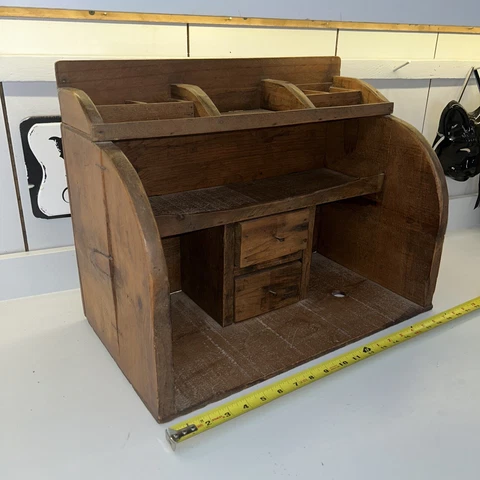 Antique desk secretary top American Draws Shelf Cubby Primitive Country Old Mint Cover
