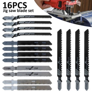 16Pcs T Shank Jigsaw Blades Tool Set Wood & Metal For Bosch Dewalt Makita ☥⇕ - Picture 1 of 12