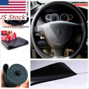 15" Car Truck Steering Wheel Cover Black Leather Auto Car Cool Universal Size M - Picture 1 of 12