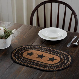Placemat Farmhouse Star Jute Country 10x15 Oval Braided Table Decor VHC Brands - Picture 1 of 7