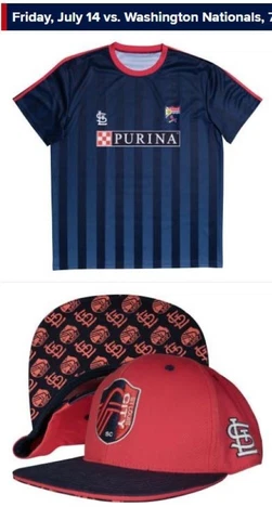 St Louis Cardinals St. Louis CITY SC Soccer Jersey & Hat SGA 7/14/23 Cover