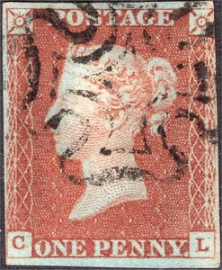 GB 1841 penny red plate 22 CL showing break in NE and Guide dot SE square - Picture 1 of 1