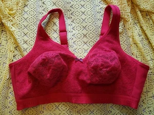 Ladies CACIQUE Red Lace No Wire Unlined Full Coverage Bra, 44DD - Picture 1 of 3