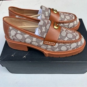NEW Coach Leah Textured Jacquard Platform Lug Sole Loafers Size 10 - Picture 1 of 8